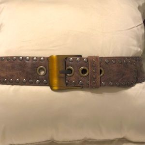 Thick Leather-Like Studded Belt - up to 43 inches long